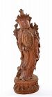 Chinese Boxwood Carved Kwan Yin Buddha Figurine