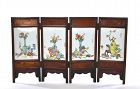 Late 19C Chinese Famille Rose Porcelain Plaque Table Screen Sg