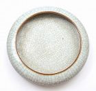 Old Chinese Guan Ge Type Crackle Porcelain Scholar Brush Bowl