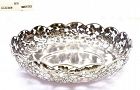 1900's Chinese Silver Repousee Center Bowl Chrysanthemum 11