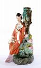 Chinese Cultural Revolution Porcelain Lady Figure Lamp Marked