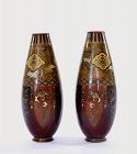 2 Old Japanese Cloisonne Enamel Dragon & Phoenix Vase