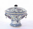 Old Chinese Gilt Famille Rose Porcelain Tureen Bowl Pot