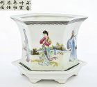 Chinese Famille Rose Porcelain Planter Pot Figure Figurine Marked