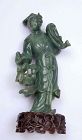 Old Chinese Jade Jadeite Carved Carving Lady Figure Figurine