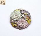Old Japanese Silver Enamel Flower Pin Brooch By VM Miyamoto 宮本