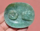 19C Chinese Apple Green Jade Jadeite Carved Carving Belt Buckle Dragon