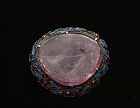 Old Chinese Silver Enamel Tourmaline Pin Brooch Marked 