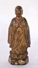 16C Chinese Lacquer Bronze Polychrome Monk Buddha Figure Figuine
