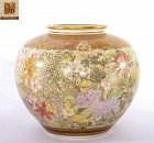 Japanese Satsuma Earthenware Pottery Millefleur Vase Pot Jar Flower Mk