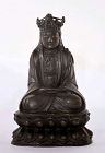 17C Chinese Bronze Lacquer Seated Kwan Yin Buddha 4000 Gram