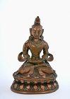 18C Chinese Tibetan Bronze Copper Repousse  Kwan yin Buddha