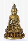 17C Chinese Gilt Bronze Seated Buddha Figure Figurine