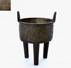 18C Chinese Tripod Bronze Censer Incense Burner Xuande 4666 Gram