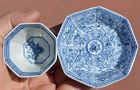 Kangxi  17C Chinese Blue & White Porcelain Tea Cup & Saucer Plate Bowl