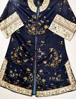 Chinese Blue Silk Embroidery Lady's Robe Jacket Forbidden Stitch
