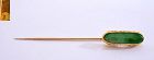 1930's Chinese Jadeite Jade Carved 18K Yellow Gold Hair Hat Pin 