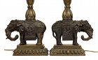 2 19C Chinese Bronze Elephant Altar Piece