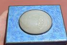 18C Chinese Thick White Jade Carved Plaque Enamel Box