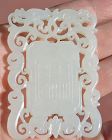 18C Chinese White Jade Carved Plaque Flower Mk