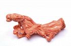 Chinese Red Coral Carved Carving Lady Figure Figurine