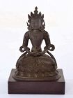 18C Qianlong Chinese Lacquer Bronze Seated Buddha