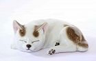 Japanese Kutani Sleeping Cat Neko Gray & White Mk