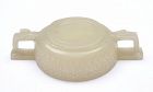 19C Chinese White Jade Carved Carving Handle Cup Bowl