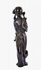 Chinese Dark Cherry Amber Bakelite Faturan Carved Lady Figure 723G