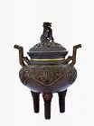 1900's Japanese Gilt Bronze Mixed Metal Incense Burner Censer Koro