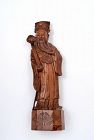 19C Chinese Boxwood Carved Immortal Figure Figurine Ruyi