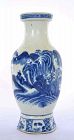 17C Kangxi Chinese Blue & White Porcelain Vase Landscape