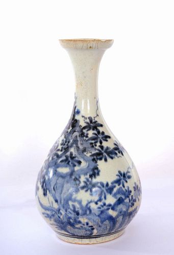 17C Japanese Ko Imari Blue & White Porcelain Vase Bird