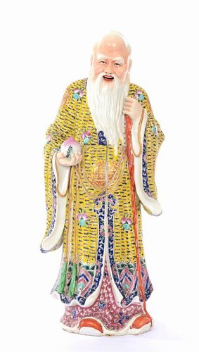 1930's Chinese Porcelain Figure Immortal Shou Lao God Of Longevity 16"