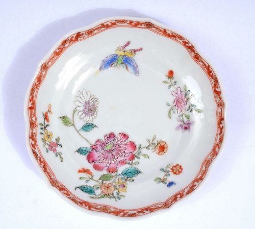 18C Chinese Yongzheng Famille Rose Porcelain Dish Plate Flower
