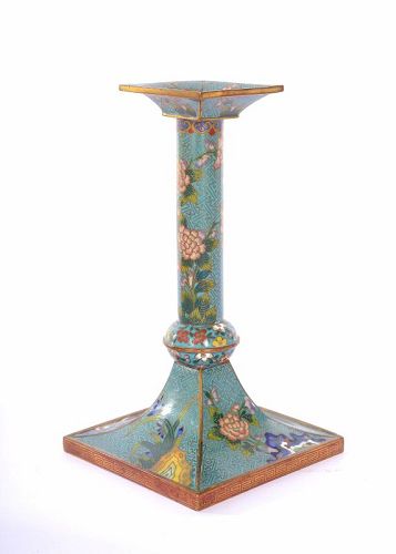 1930's Chinese Gilt Cloisonne Enamel Candle Holder Flowers Lao Tian Li