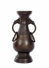 17C Chinese Bronze Pear Shaped Dragon Handle Vase 1230 Gram