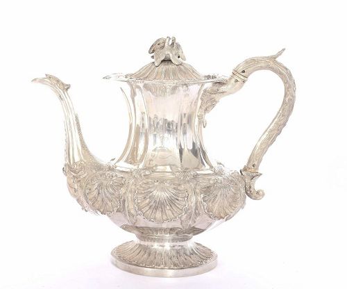 George IV 1828 Jonathan Hayne Sterling Silver Coffee Pot Teapot