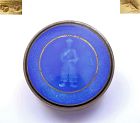 1930's French Gilt Silver Guilloche Enamel Box Mandarin Figure Man
