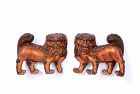 Pair 16C Chinese Gilt Lacquer Wood Fu Foo Lion Dog
