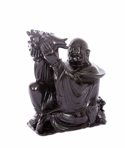 1012G Chinese Cherry Amber Bakelite Faturan Buddha Monk Figure